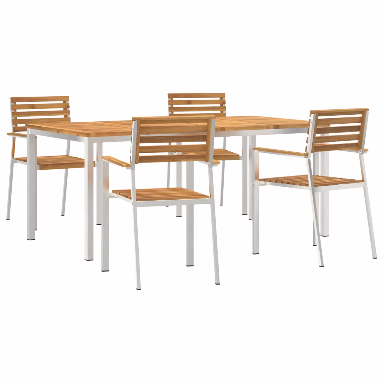 Berkfield Home 5 Piece Brown Acacia Wood Garden Dining Set – 2