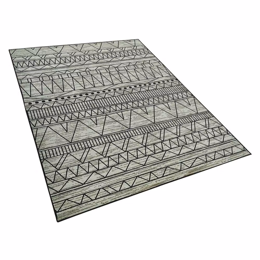 Wyld and Coco Geometric Woven Polyester Rug in Black and Grey, W: 160 cm, L: 230 cm – 3