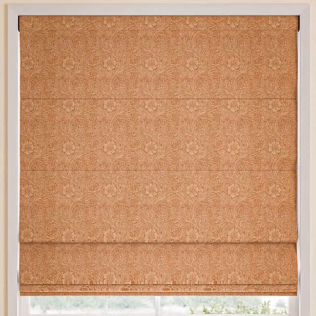 William Morris At Home Marigold Woven Made to Measure Blackout Roman Blind in Orange Floral Pattern