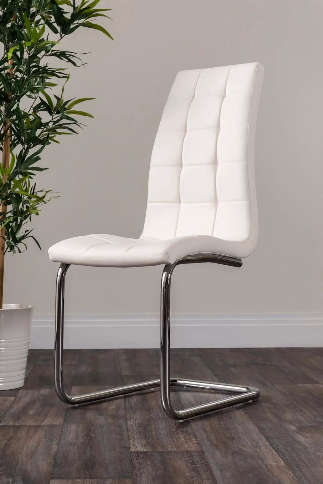 FurnitureboxUK Elina Round White Marble Effect Dining Table and 2 Murano Faux Leather Chairs in White and Black – 2