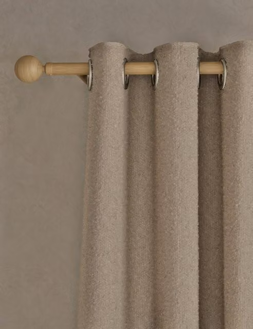 M&S Taupe Bouclé Eyelet Curtains