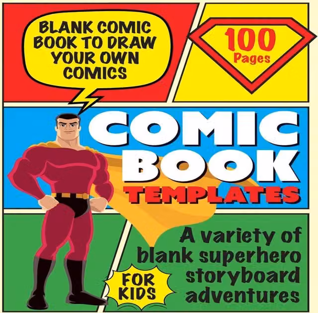 David Turner Blank Comic Book for Drawing Your Own Stories and Storyboards, Multicolour