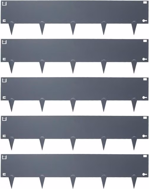 Harbour Housewares 5-Piece Galvanised Steel Lawn Edging Set, Grey, 5m x 16cm