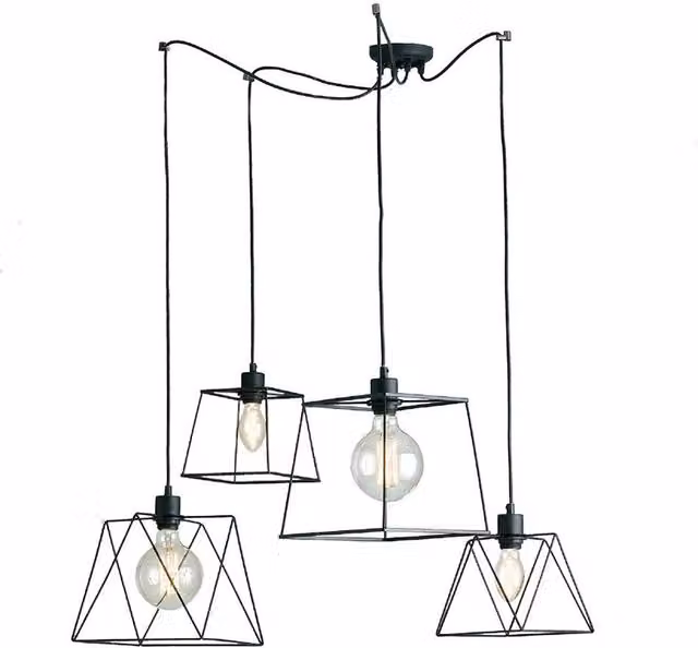 Netlighting Brooklyn 4 Light Cluster Pendant Ceiling Light in Black
