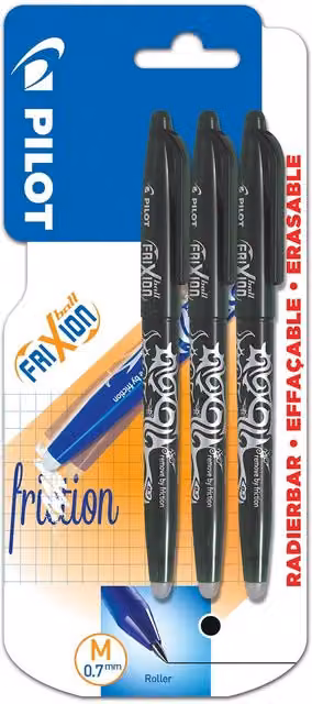 Pilot Frixion Ball Gel Pens, Black, Pack of 3
