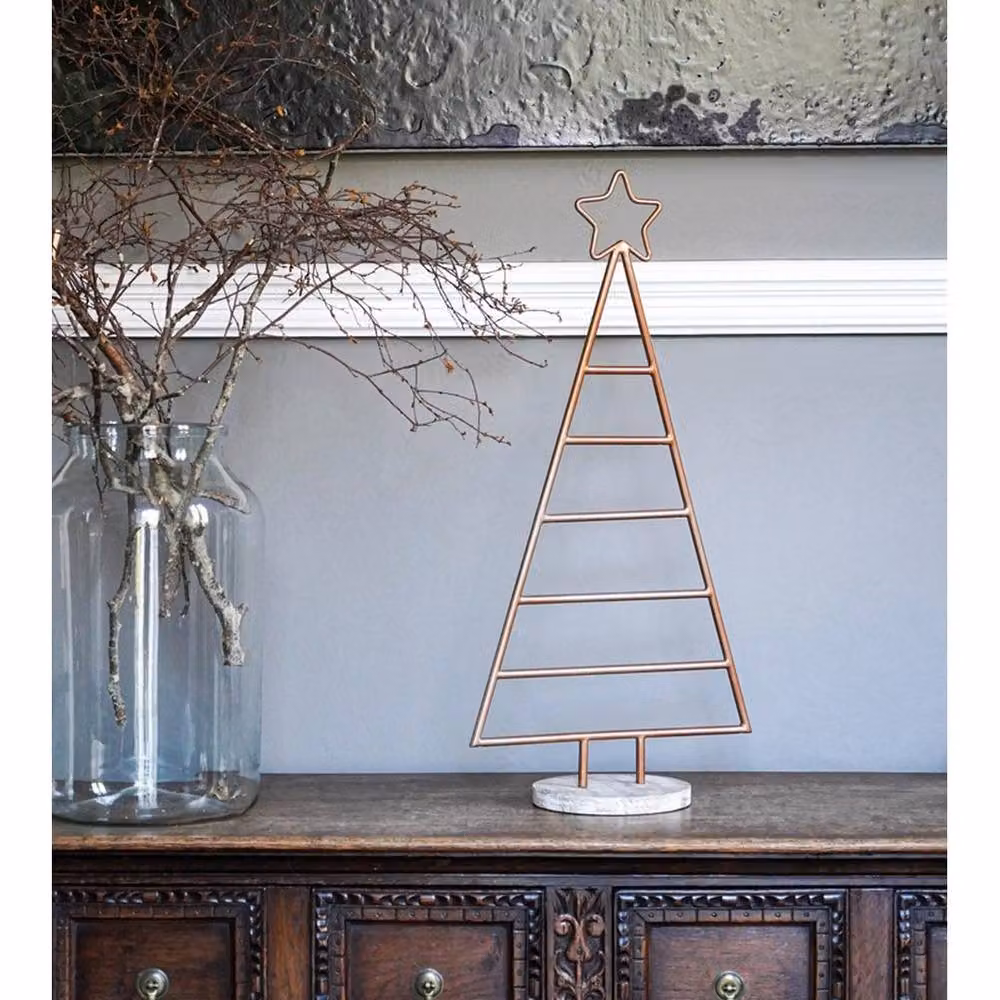 Lemon Pavilion Copper Christmas Tree with Star in Mild Steel and Mango Wood, W: 35 cm, D: 15 cm, H: 71 cm – 3