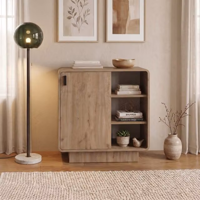 Decortie Rovel Console Cabinet with Soft Close Door in Natural Oak
