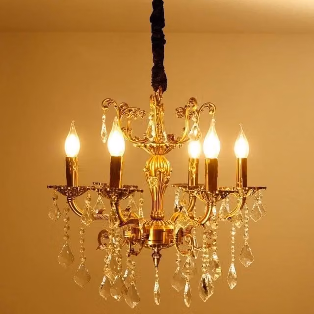 FLAVORA 6-Light Crystal Chandelier Pendant Light in Gold/Brass or Bronze