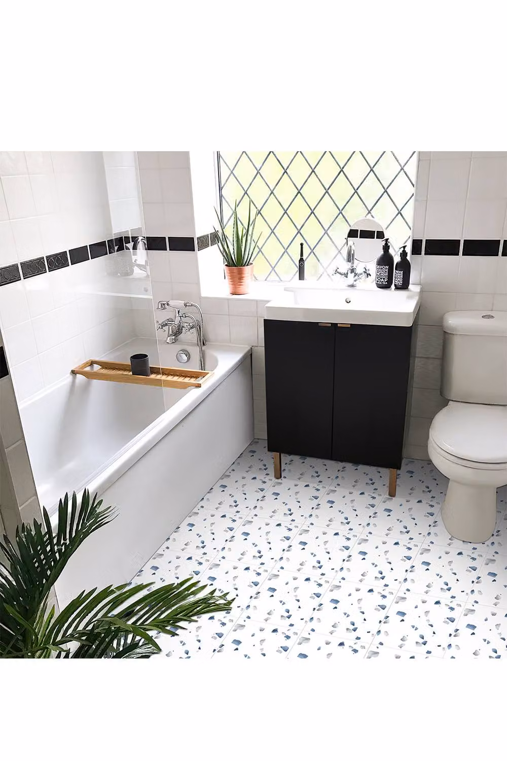 Living and Home 10-Piece Self-Adhesive Terrazzo Effect Flooring Tiles in White – 2