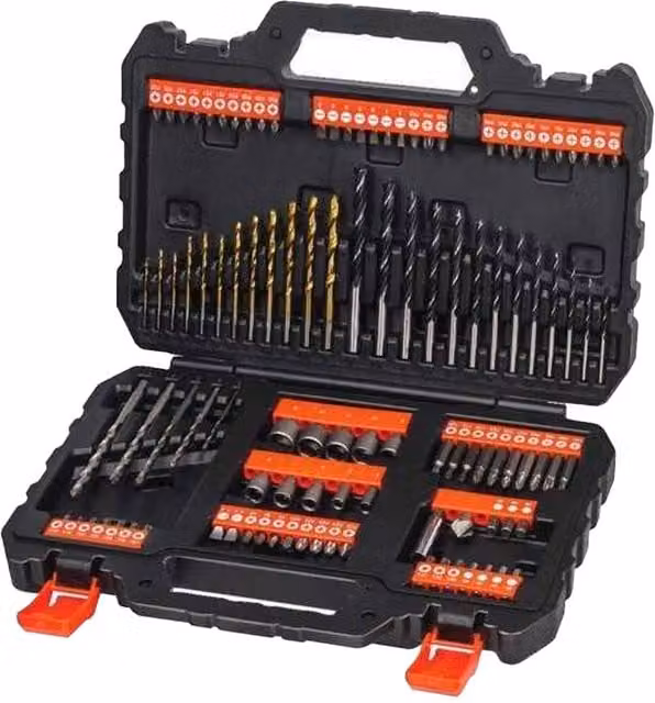 Black+Decker HSS Drill and Screwdriver Bit Set in Black and Gold