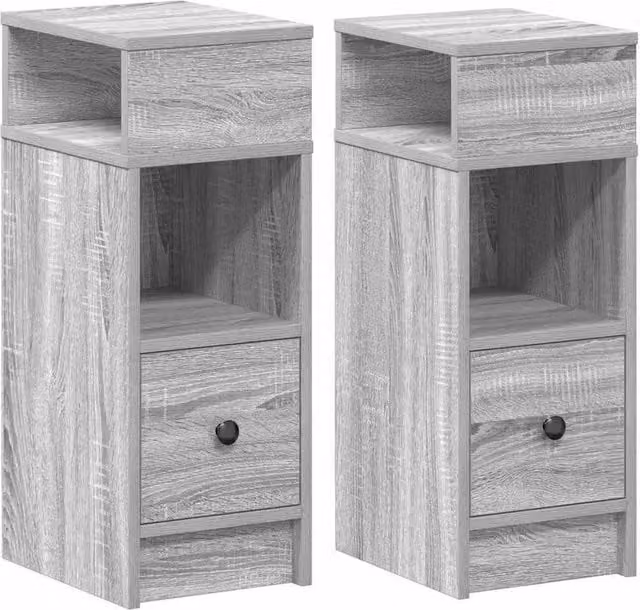 FLAVORA Set of 2 Grey Sonoma Drawer Bedside Cabinets, W/D/H: 25 x 31 x 66 cm – 1