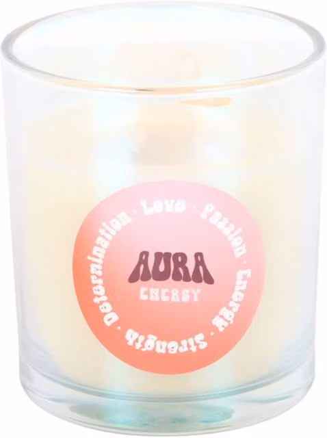 KDMK Aura Energy Juicy Raspberry Iridescent Tabletop Votive Candle, Orange and White, Fruity Aroma