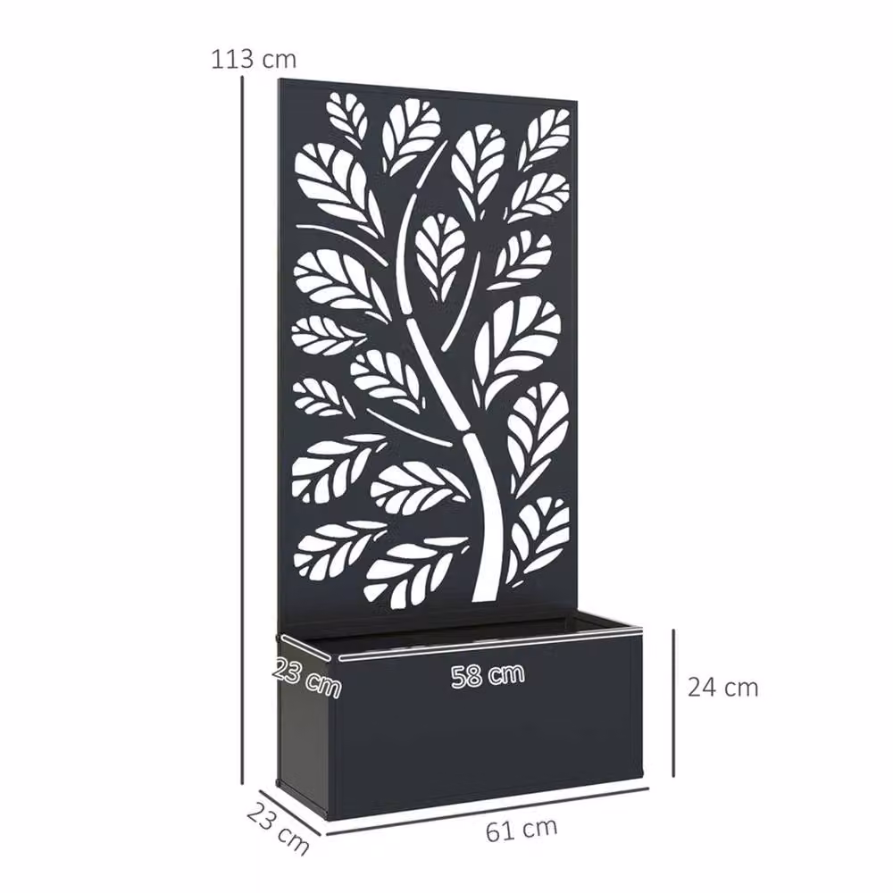 SPETLEK Black Metal Raised Garden Bed with Trellis and Galvanised Steel Elevated Planter Box – 2