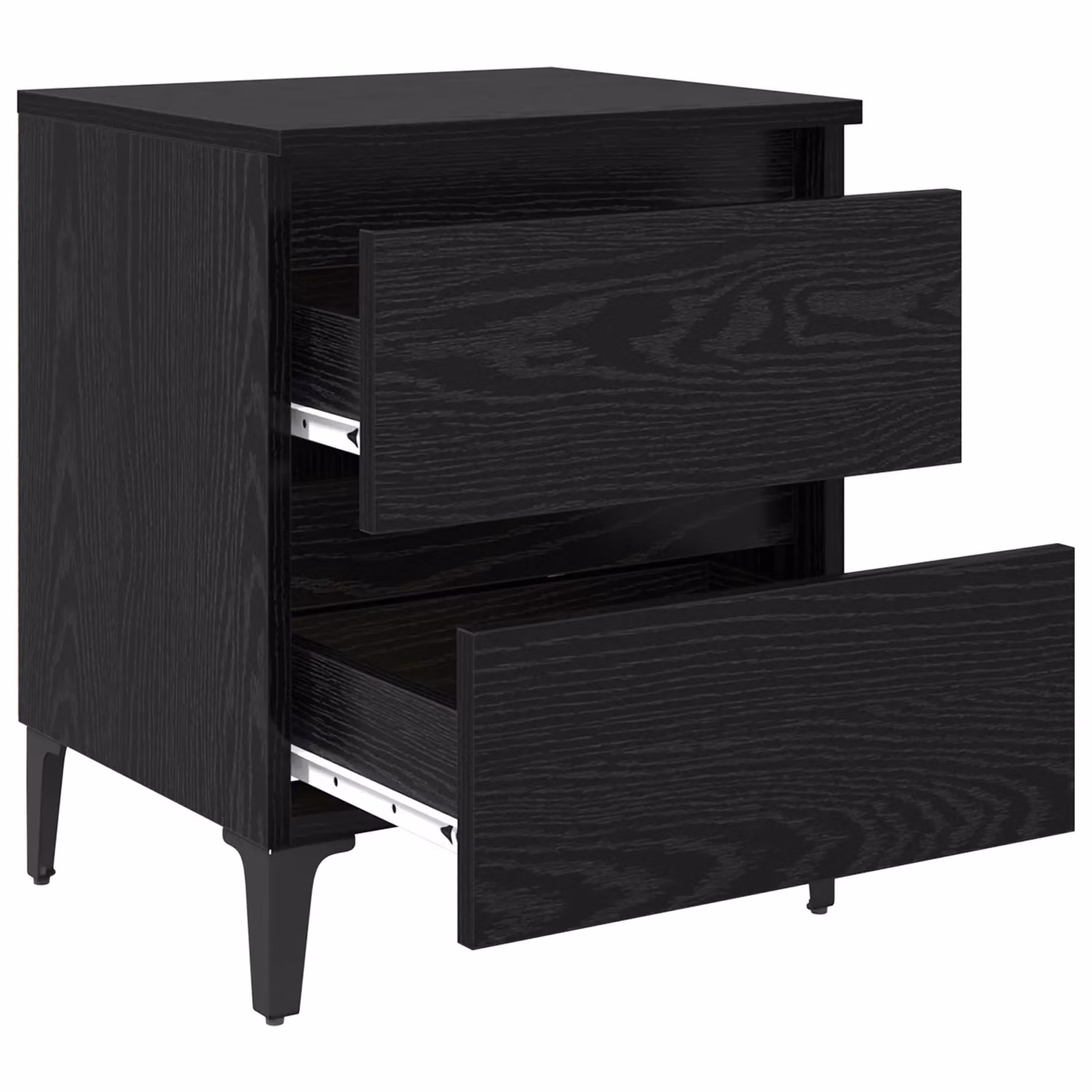 Berkfield Home Set of 2 Black Oak Bedside Cabinets, W: 40 cm, D: 35 cm, H: 50 cm – 5