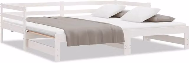 Berkfield Home White Solid Pinewood Pull-out Day Bed with Drawers and Scatter Cushions – 1