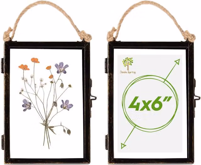 Nicola Spring Set of 2 Black Metal and Glass Hanging Photo Frames, Rectangular Industrial Style, 10 x 15 cm – 5