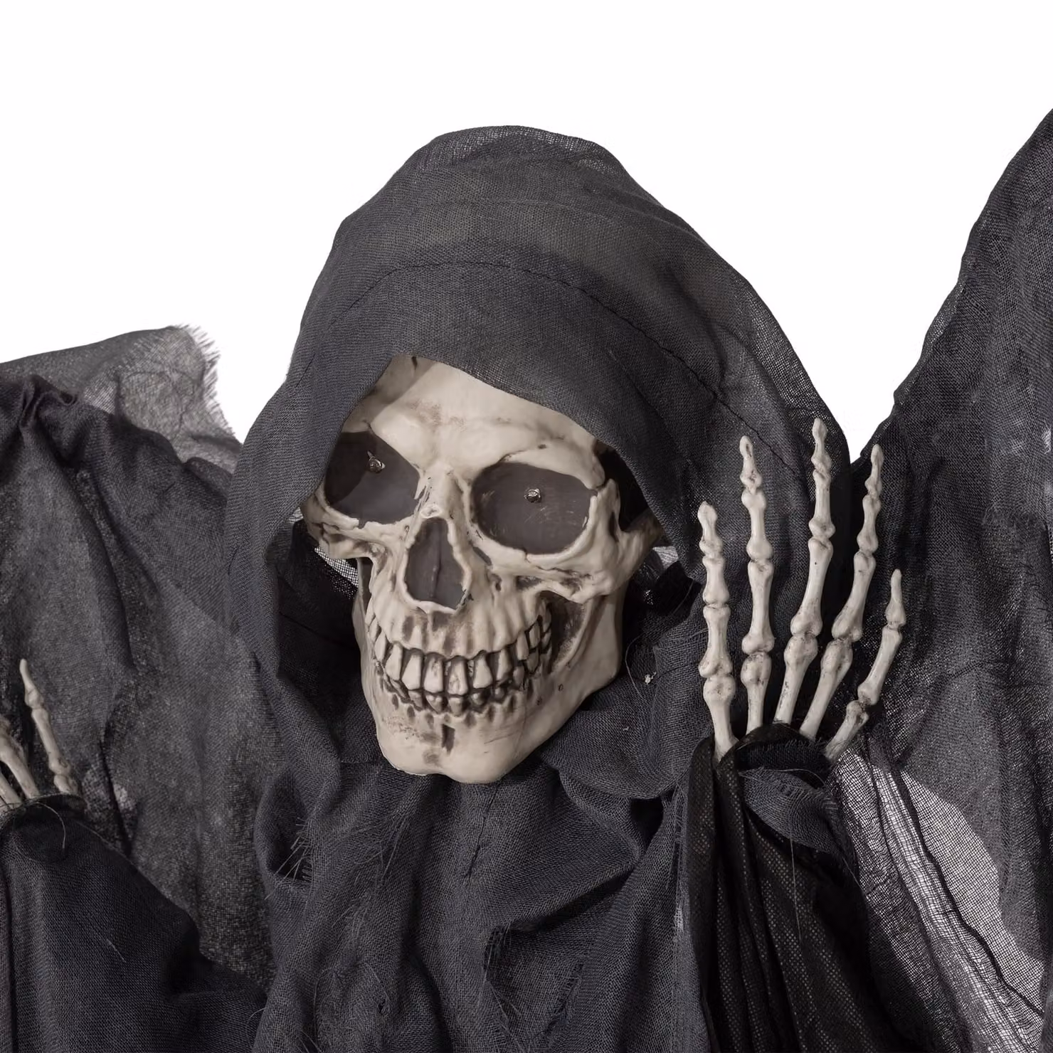 HOMCOM Black Winged Grim Reaper Outdoor Halloween Animatronic Decoration with Sound Activated Light Up Eyes and Sound Effects, Height: 195 cm – 6
