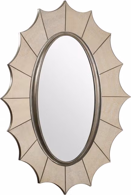 Orsina Scallop Gold Frame Oval Wall Mirror, H 107.0 x W 84.0 cm