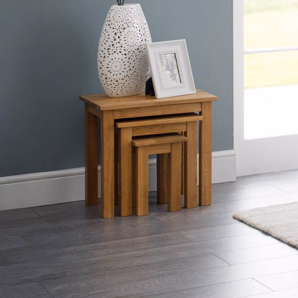 Cheshire Kirkhaven Nest of 3 Tables in Oak and Brown Wood – 2