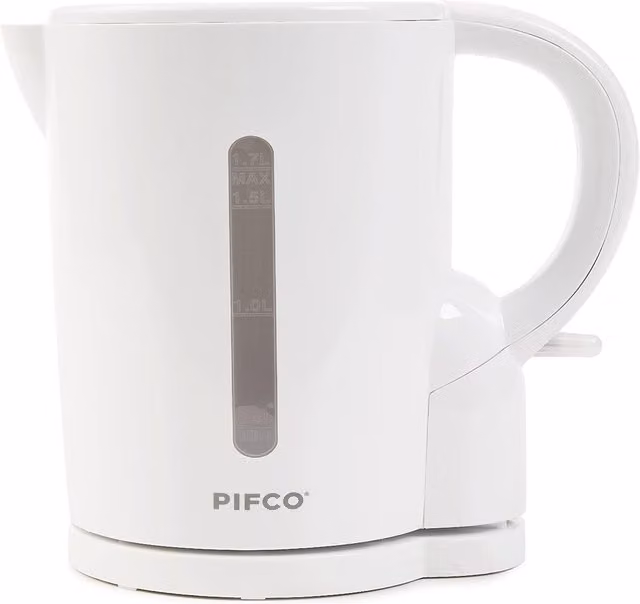 PIFCO White and Grey Cordless Electric Kettle with 1.7 Litre Capacity and 2200W Power featuring Auto Shut-Off