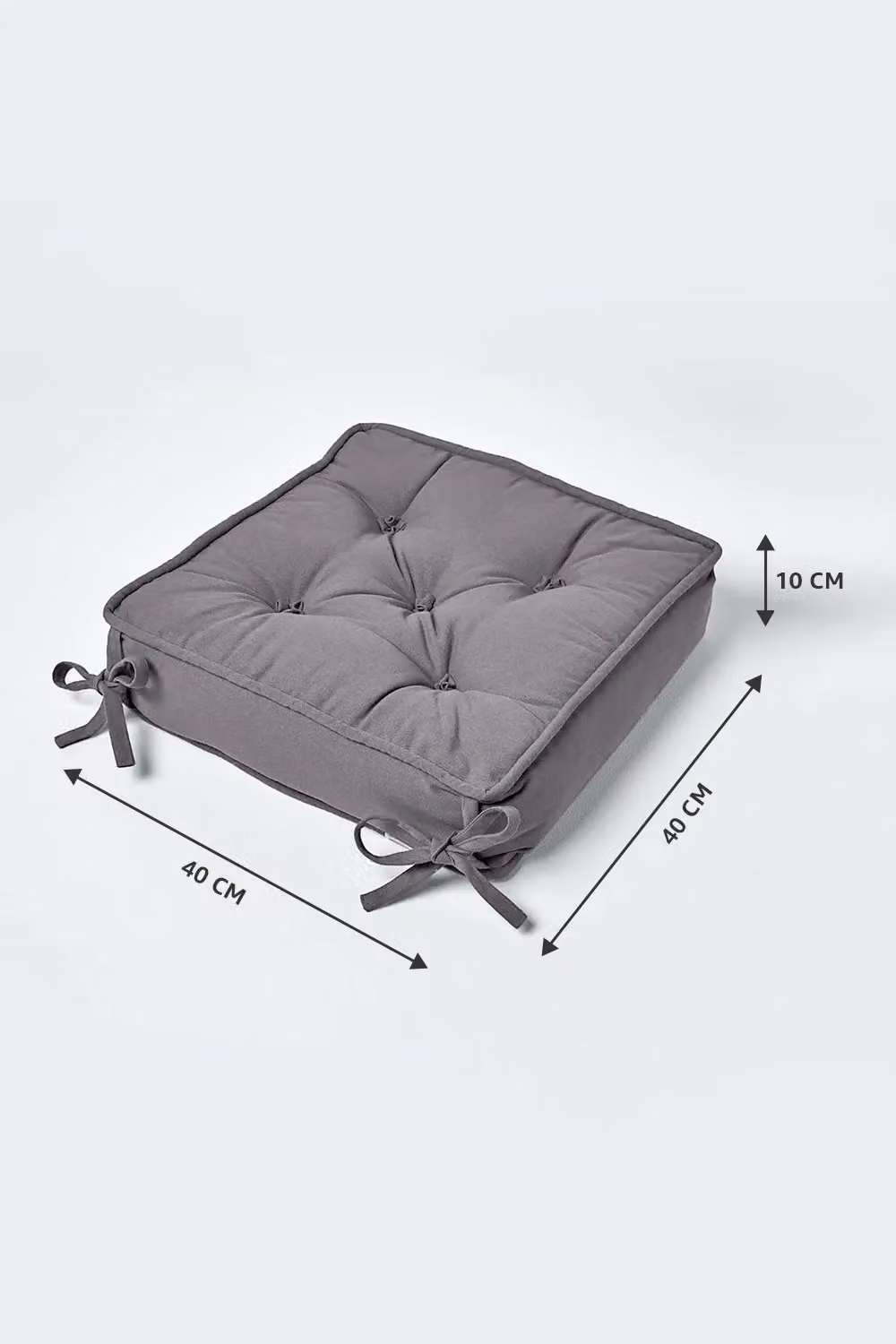 Homescapes Charcoal Grey Cotton Dining Chair Booster Cushion, W/D/H: 40 x 40 x 10 cm – 2