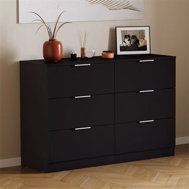 EONLION Black 6 Drawer Chest Bedroom Storage Furniture, Width: 100 cm – 1
