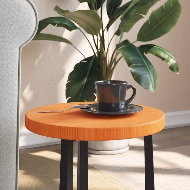 Berkfield Home Round Solid Wood Pine Table Top in Brown, Diameter: 30 cm – 1