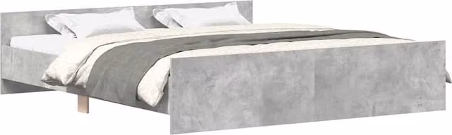 Berkfield Home Bed Frame with Headboard and Footboard in Grey, W/D/H: 160 x 200 cm