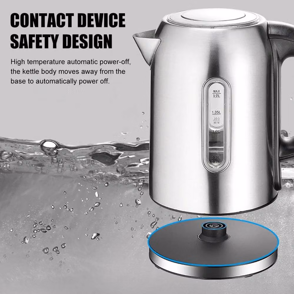 FLAVORA Silver Stainless Steel Quiet Fast Boil Electric Kettle, 1.7 l – 5