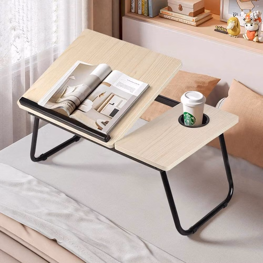 FORGEVIO Natural Folding Laptop Table Bed Tray, W: 56 cm, D: 24 cm, H: 32.5 cm – 3