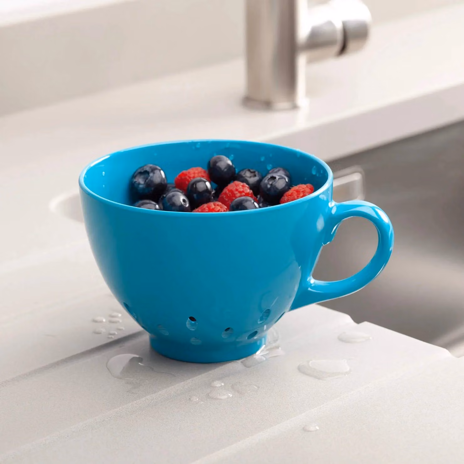 Zeal Keep It Handy Berry Colander, 10 cm, Turquoise Blue Melamine – 3