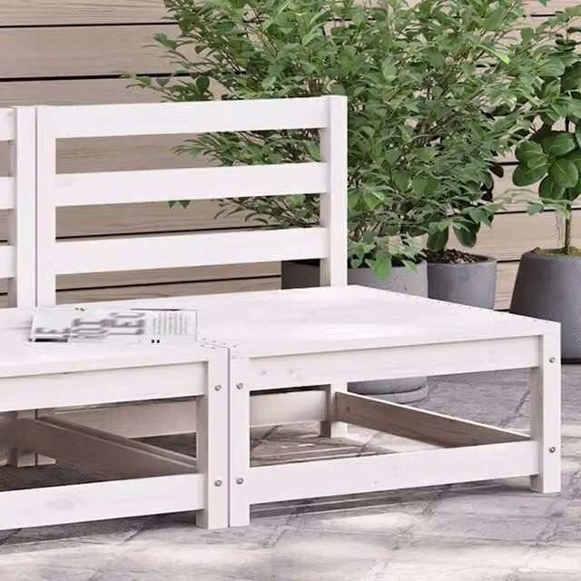 Berkfield Home Armless Garden Sofa in White Rustic Solid Pine, W/D/H: 70 x 70 x 67 cm – 1