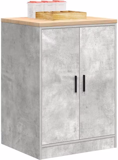 Berkfield Home Freestanding Garage Storage Cabinet in Concrete Grey, Solid Pine Wood with Hinged Doors, W/D/H: 60 x 51 x 85 cm