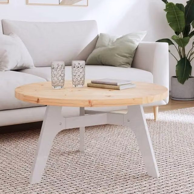 Berkfield Home Round Solid Wood Pine Table Top, Brown, Diameter: 80 cm, Height: 3 cm