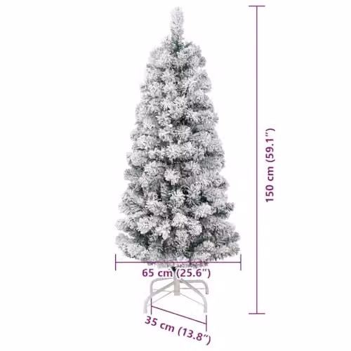 vidaXL Artificial Hinged Christmas Tree in Green and White, 150 cm – 3