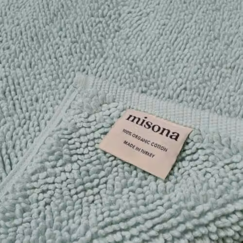 Misona Organic Cotton Luxury Reversible Towelling Bath Mat in Blue, W: 50 cm, D: 80 cm – 2