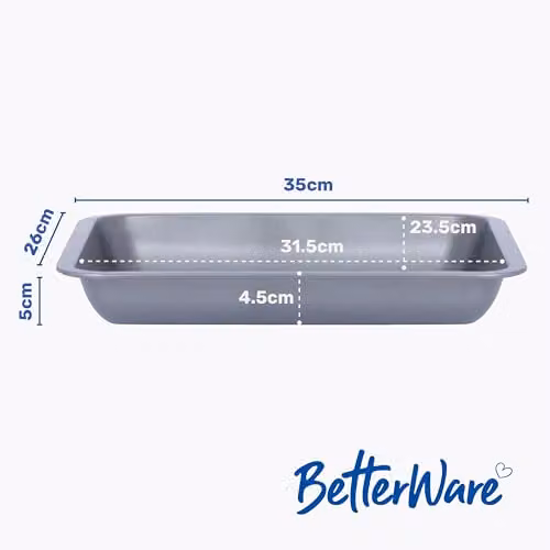 Betterware Essentials Non-Stick Rectangular Roasting Tin, Silver, 35 cm – 5