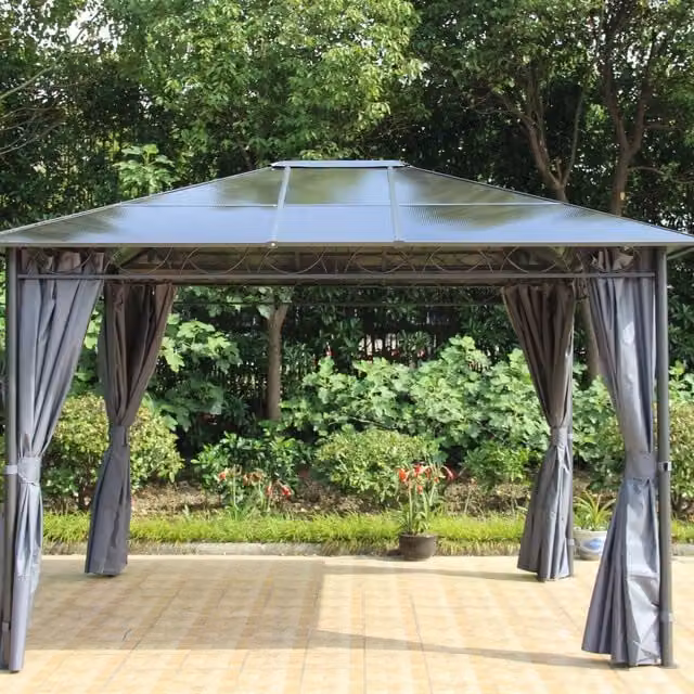 Royalcraft Zurich Polycarbonate Hip Roof Gazebo, Grey, W/D: 360 x 360 cm