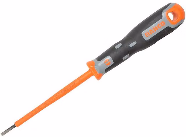 Bahco VDE Slotted Tip Screwdriver, 3.0mm x 100mm, Black and Orange