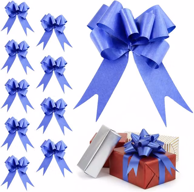 Shatchi 20pcs Navy Blue Pull Bows, 3cm Diameter for Gift Wrapping, Hampers and Decorations – 1