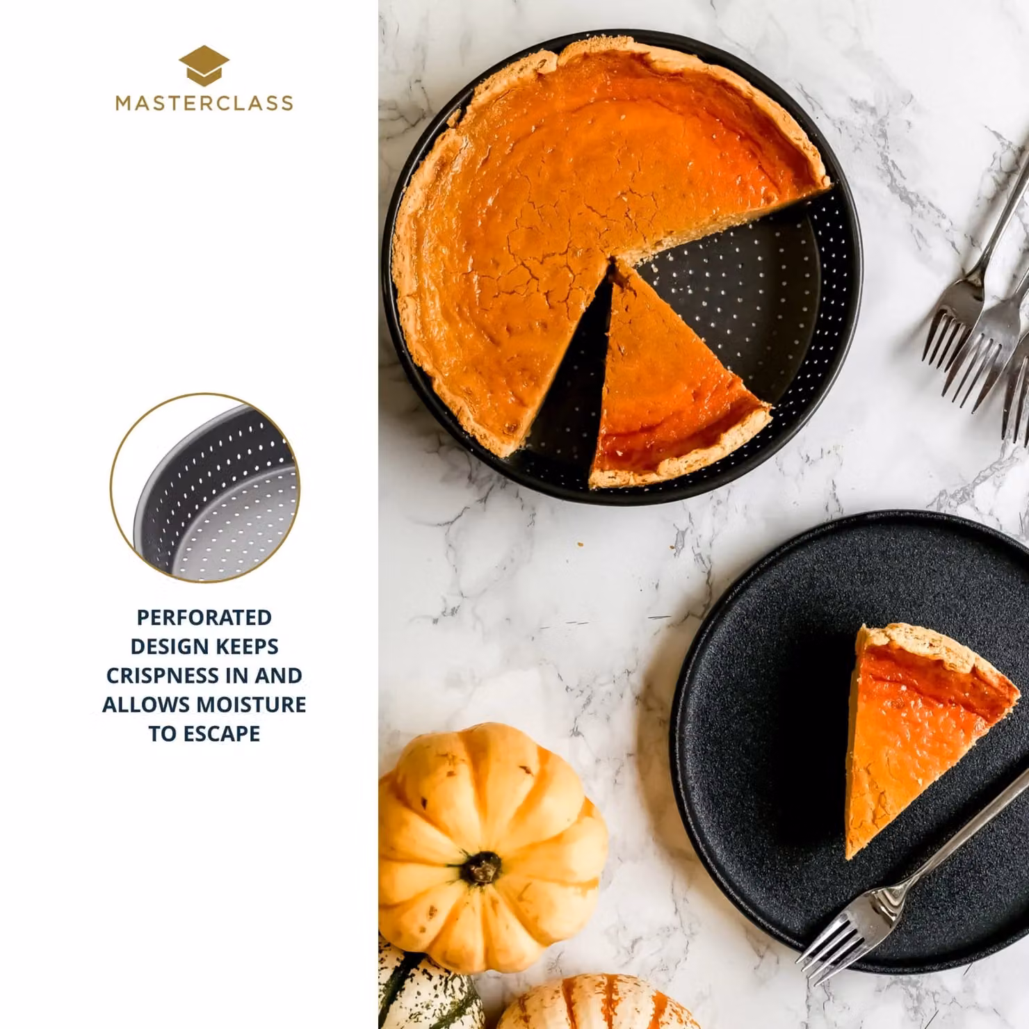 MasterClass Non-Stick Carbon Steel Round Tart Tin, Diameter: 23 cm, Grey – 11