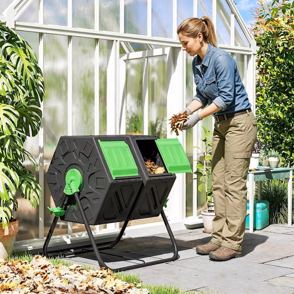 STILVORA 130L Double Chamber Rotating Compost Bin in Black – 2