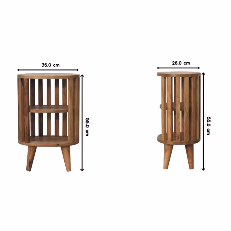 Aosom UK Ariella Solid Mango Wood Bedside Table with 2 Open Shelves, Brown, W/D/H: 36 x 26 x 55 cm – 3