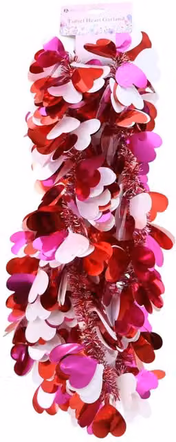 Art Studio Valentine's Day Heart Tinsel Garland in Red, Pink, White and Multicolour