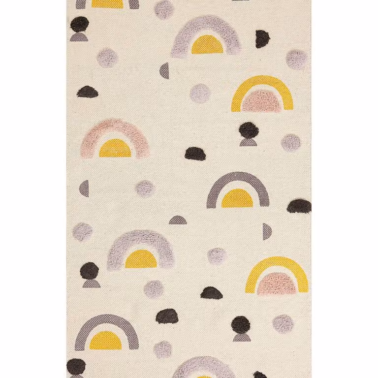 Wyld and Coco Rainbow Multicolour Kids Area Rug, Handwoven Cotton and Polyester, W: 80 cm, L: 150 cm