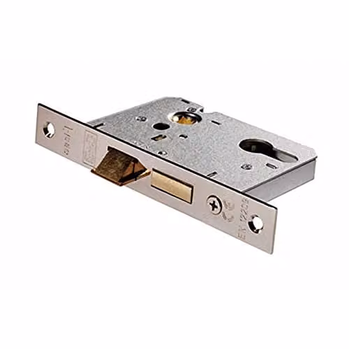 Loops 76mm Contract Euro Profile Sashlock with Square Forend in Nickel Plated Silver