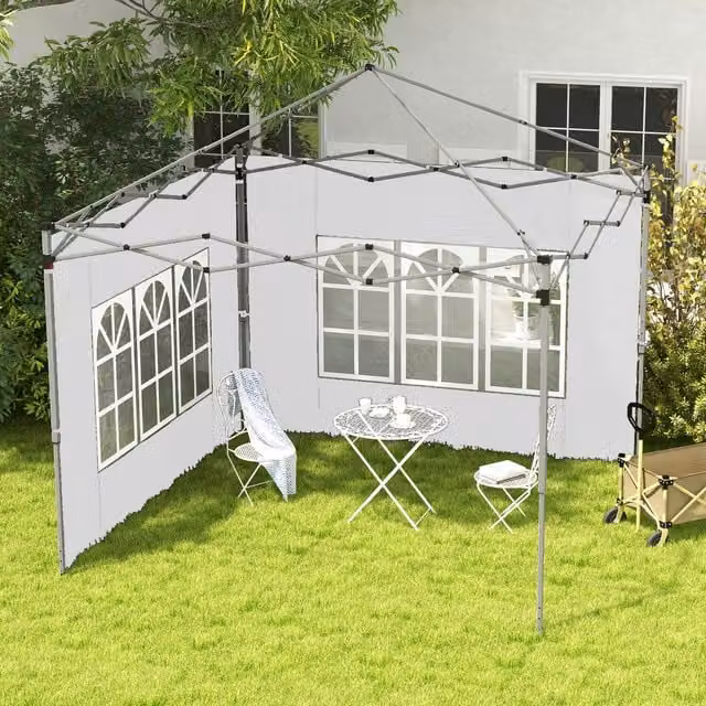 Outsunny White Polyester Gazebo Side Panels, Set of 2, for 3x3m or 3x4m Pop Up Gazebos