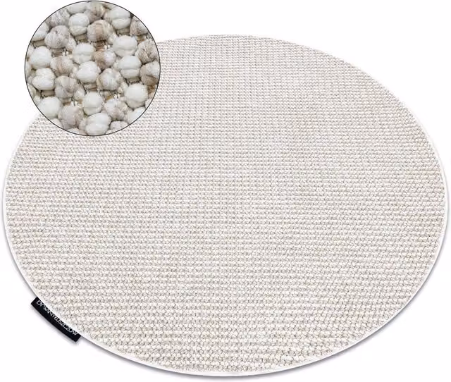 RugsX Casablanca Loop Round Rug in White, Diameter: 100 cm