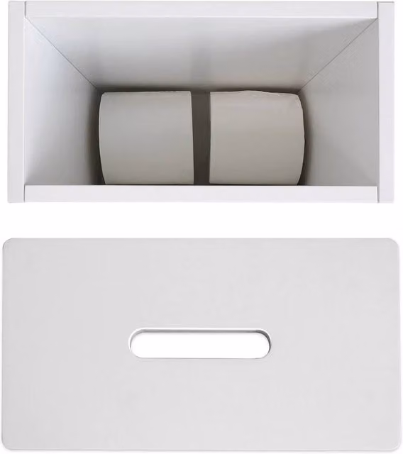 VOGREX Wooden Slim Shaker Multi Purpose Toilet Roll Storage Box, White