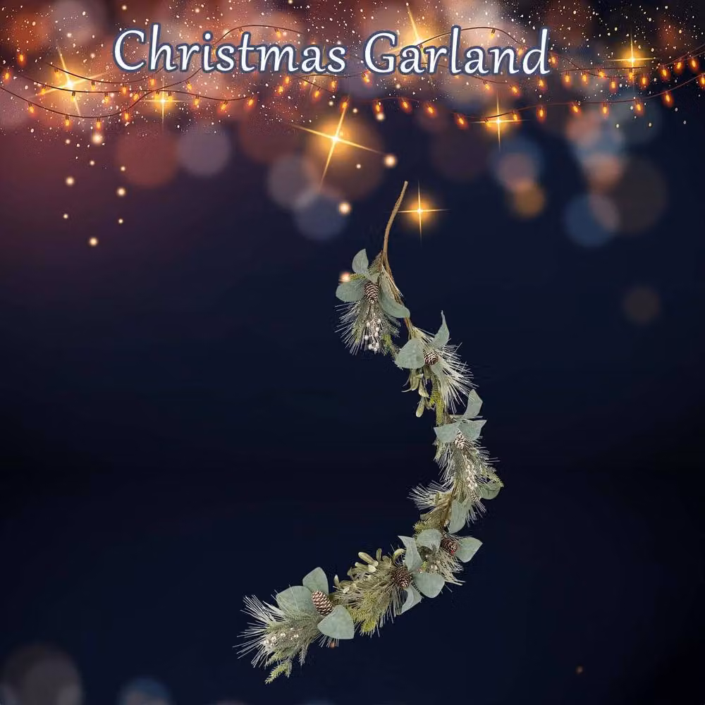 VFM e-Store Christmas Garland Decoration in White and Multicolour, W: 130 cm, D: 22 cm – 2